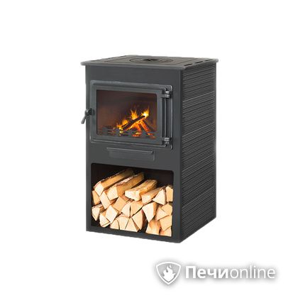 Печь-камин Этна (Панорама) с плитой антрацит 9 кВт (200 кв.м) в Ярославле