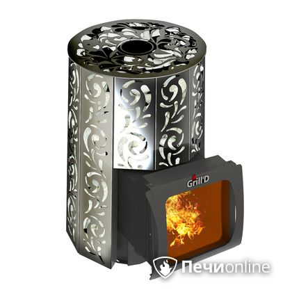 Дровяная печь-каменка GrillD Violet window short Max Жадеит 80 в Ярославле