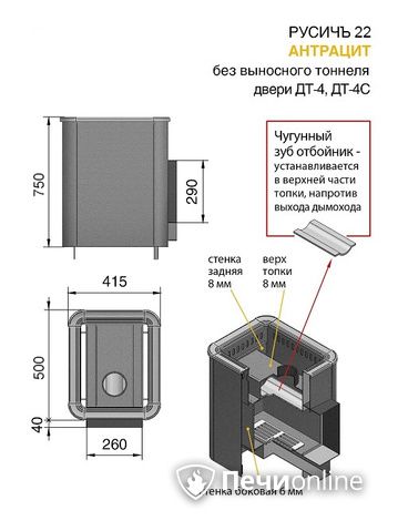Дровяные печи-каменки Везувий Русичъ Антрацит 22 (ДТ-4) без выноса в Ярославле