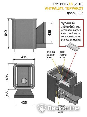 Дровяные печи-каменки Везувий Русичъ Антрацит 16 (205) 2016 в Ярославле