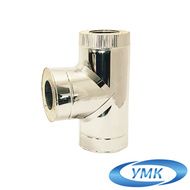 Дымоход УМК Сэндвич-тройник 90° D120х200 Н+Оц 0.5 мм 0.5 мм. по воде