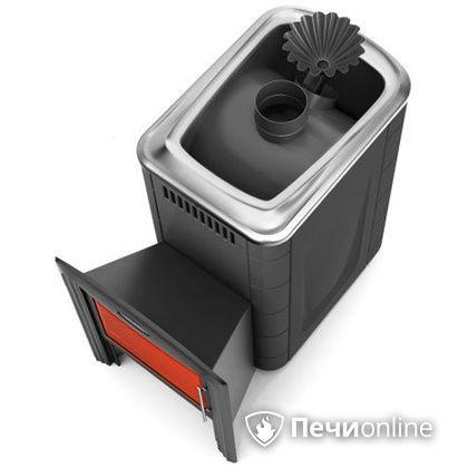 Дровяная банная печь TMF Ангара 2012 Carbon Витра с закрытой каменкой антрацит в Ярославле